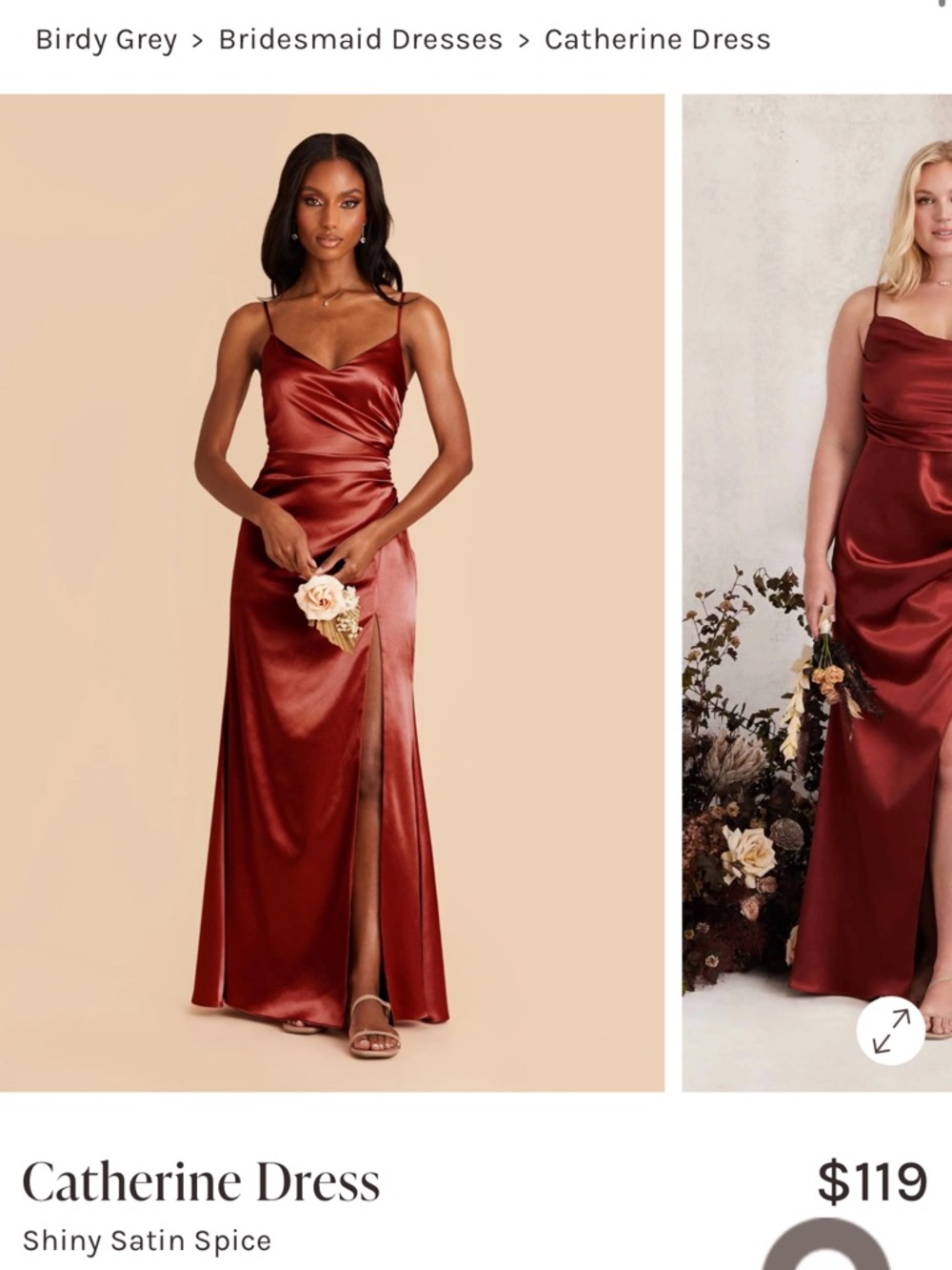 Birdy Grey Catherine Satin Slip Dress in shiny spice